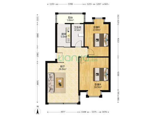 桂林储运公司生活小区 2室1厅1卫 77平方