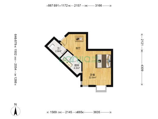 金水大厦 1室0厅1卫 42平方