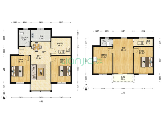 龙景花苑七区 3室1厅2卫 150平方