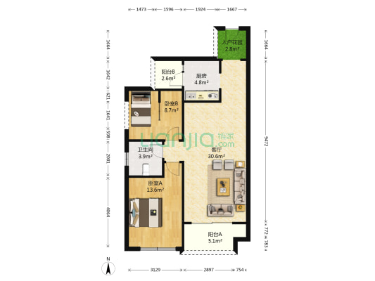 凯丽新城 2室1厅1卫 83平方