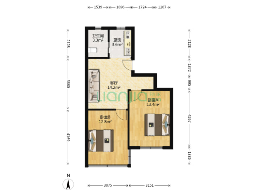 平顺路721弄 2室1厅1卫 59平方