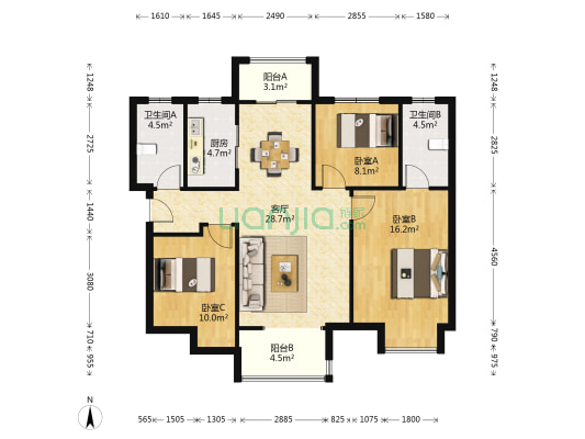 青风公园 3室1厅2卫 118平方