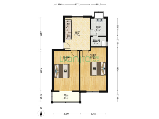 航空小路22号 2室1厅1卫 69平方