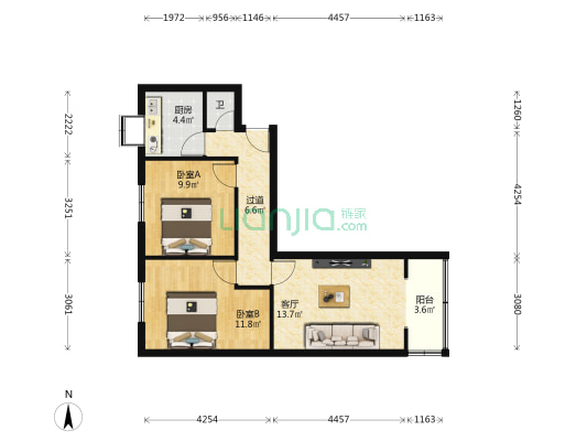 人防家属院（南环路） 2室1厅1卫 50平方