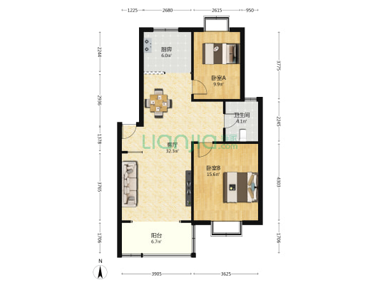 新龙佳苑 2室1厅1卫 87平方