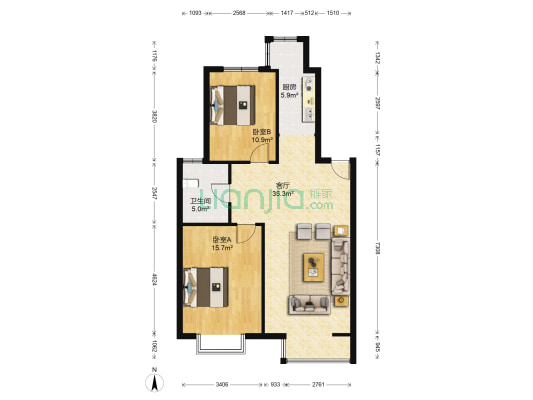桃花源 2室1厅1卫 97平方