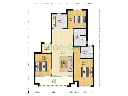 康桥·玖玺园 3室1厅2卫 123平方