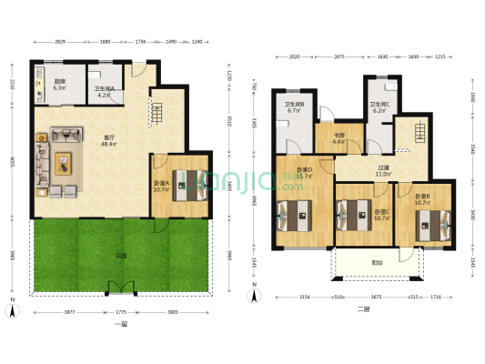 枫林雅苑 5室1厅3卫 185平方