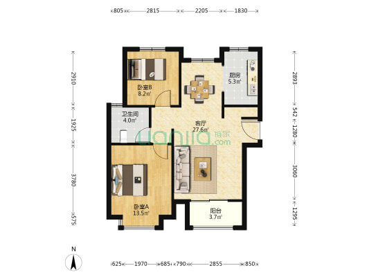 明卫佳苑南区(明卫路688弄) 2室1厅1卫 91平方