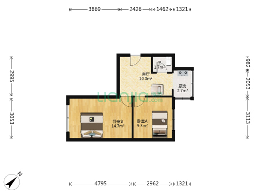 尤家街 2室1厅1卫 49平方