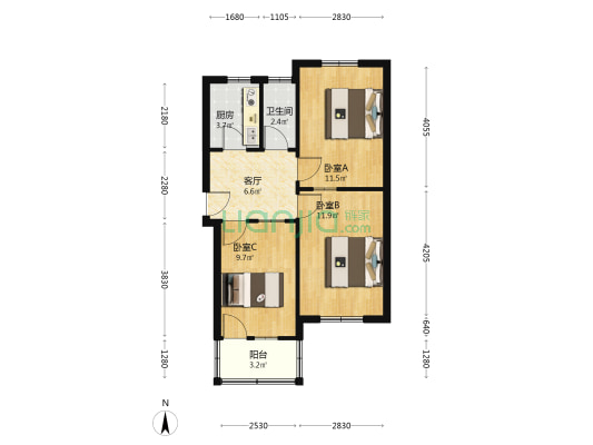 气象局家属院 3室1厅1卫 61平方