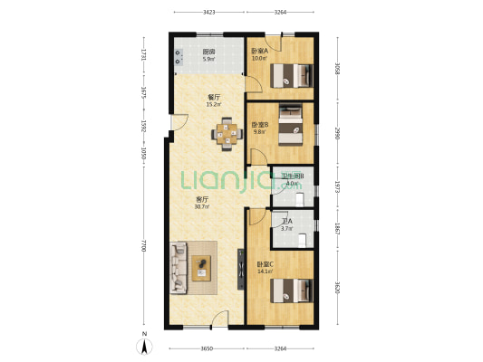 奥园·城央云庭 3室2厅2卫 130平方