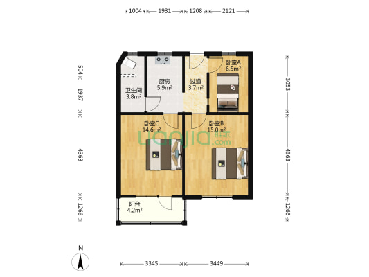 宏伟新村 3室0厅1卫 68平方