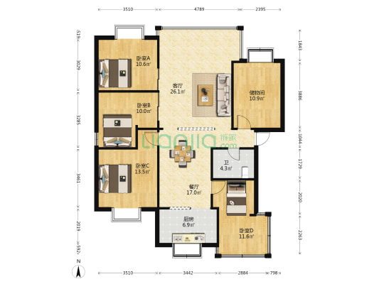 人民西路149号 4室2厅1卫 123平方