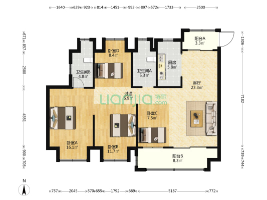 华侨城天鹅堡天屿 4室1厅2卫 127平方