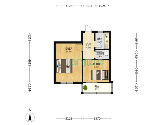 土产楼 2室0厅1卫 40平方