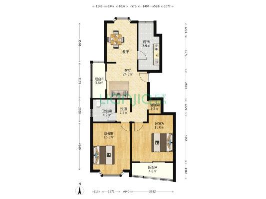 鲁班公寓 2室1厅1卫 100平方