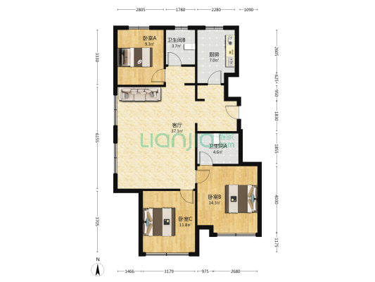 6号楼采光好，价格可议，诚意出售。-户型图