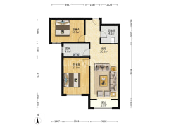 朝南两居室，户型方正，自住标准装修。-涿州K2狮子城南区户型图