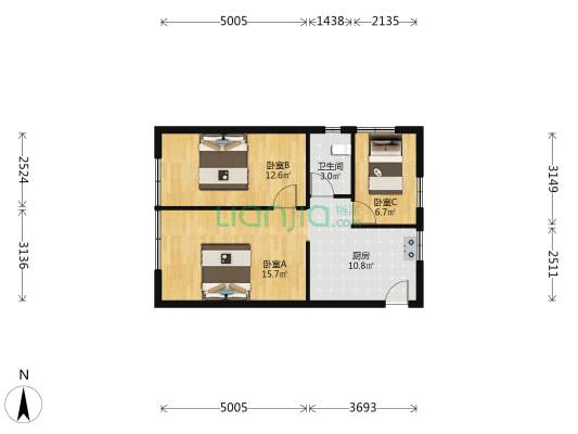 玉四花苑 3室0厅1卫 67平方