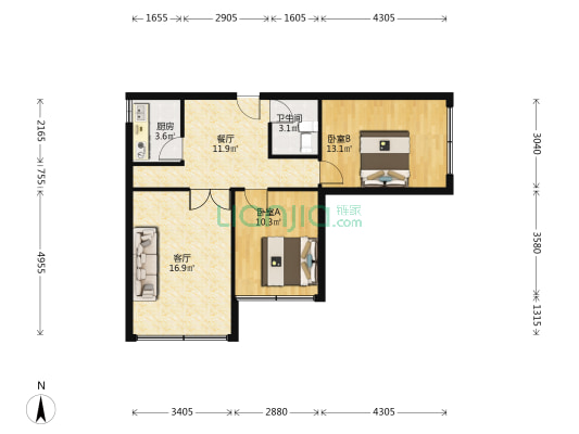 东山巷8号 2室2厅1卫 73平方