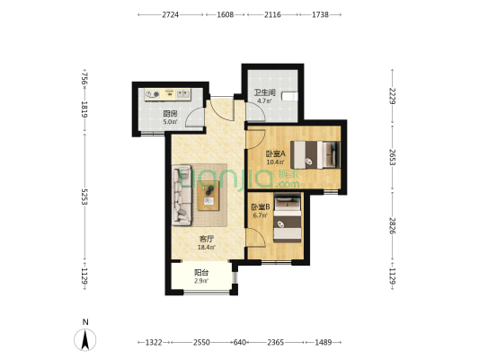云川里 2室1厅1卫 79平方