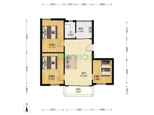 玉成五巷5号 3室1厅1卫 74平方