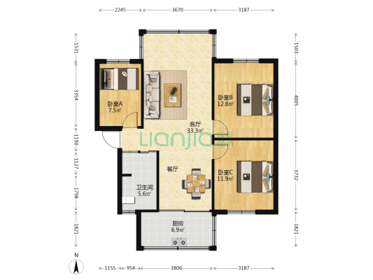 高支队小区 3室1厅1卫 81平方