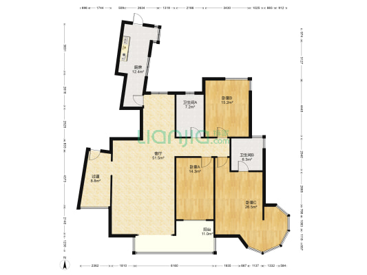 欣水园 3室1厅2卫 214平方