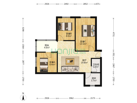竟成路4号 3室1厅1卫 70平方