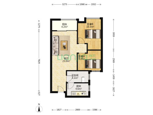 观澜学府 2室1厅1卫 75平方