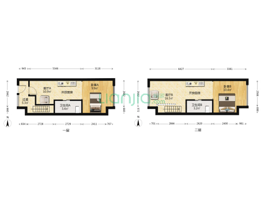 七彩星商业中心 2室2厅2卫 49平方