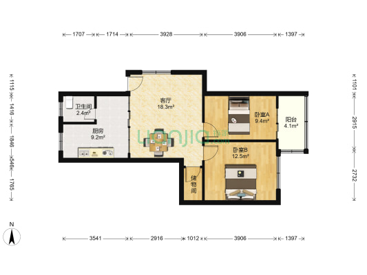金鑫园小区 2室1厅1卫 74平方