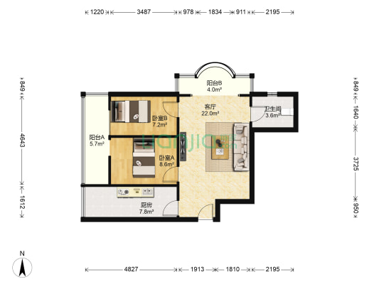 德昌公寓 2室1厅1卫 74平方