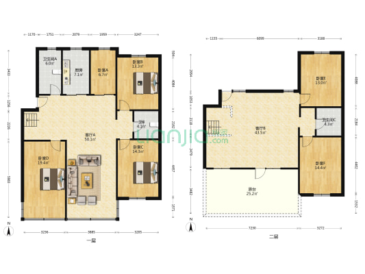人民路955号 6室2厅3卫 214平方