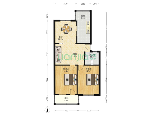 人民巷八号大院 2室2厅1卫 79平方
