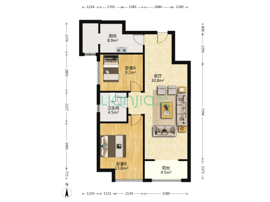 天骥智谷 2室1厅1卫 93平方