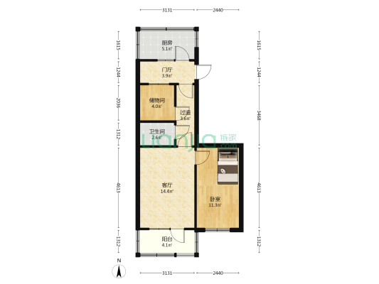 矿山局宿舍楼 1室1厅1卫 48平方