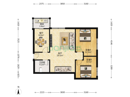望平街76号 2室2厅1卫 70平方