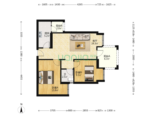 天府国际凤凰城 2室1厅1卫 79平方