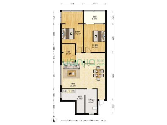 火车站社区公寓 3室1厅1卫 115平方