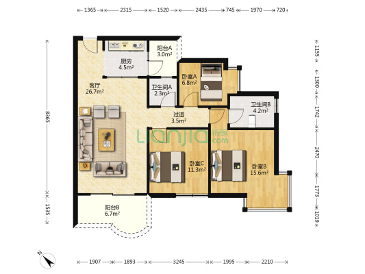 乐意苑 3室1厅2卫 103平方
