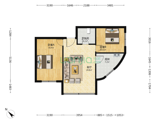观水巷10号 2室1厅1卫 78平方