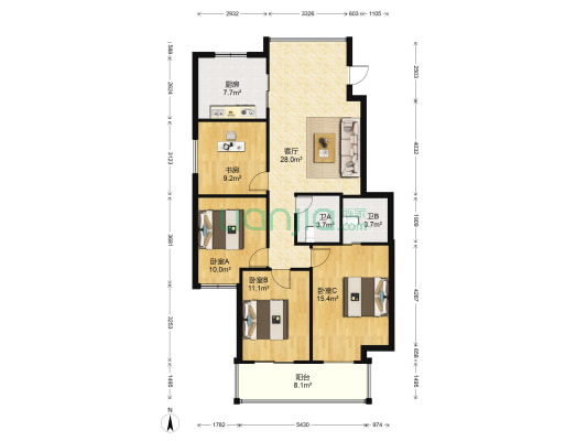 东方瑞市 4室1厅2卫 121平方