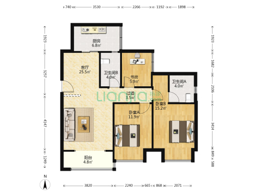 业主住家装修，楼层好，生活配套设施齐全，生活方便-户型图