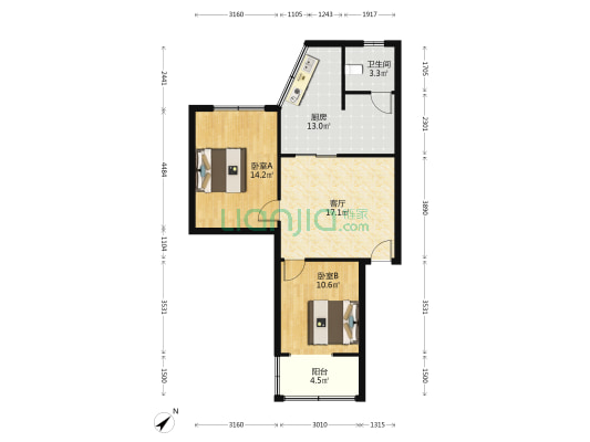 什邡烟卷厂生活区四期 2室1厅1卫 75平方