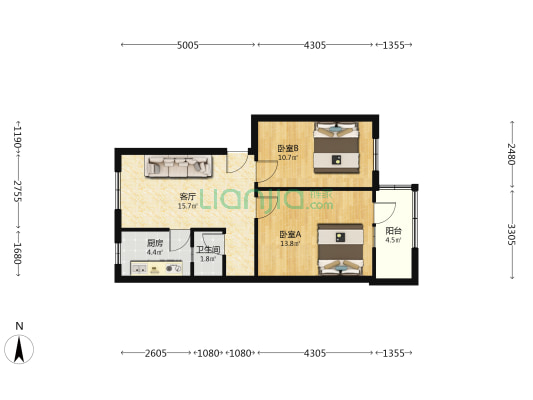 新军街94号 2室1厅1卫 67平方
