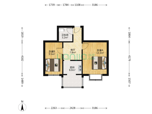 金禹花苑 2室1厅1卫 56平方