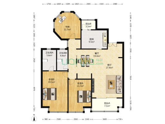 东方康洛 3室2厅2卫 141平方