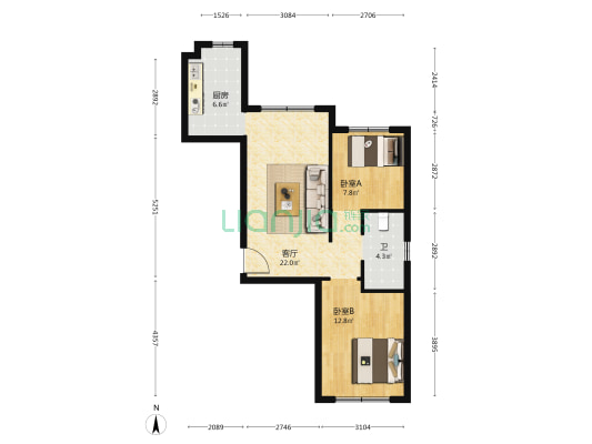 万盛书院 2室1厅1卫 79平方
